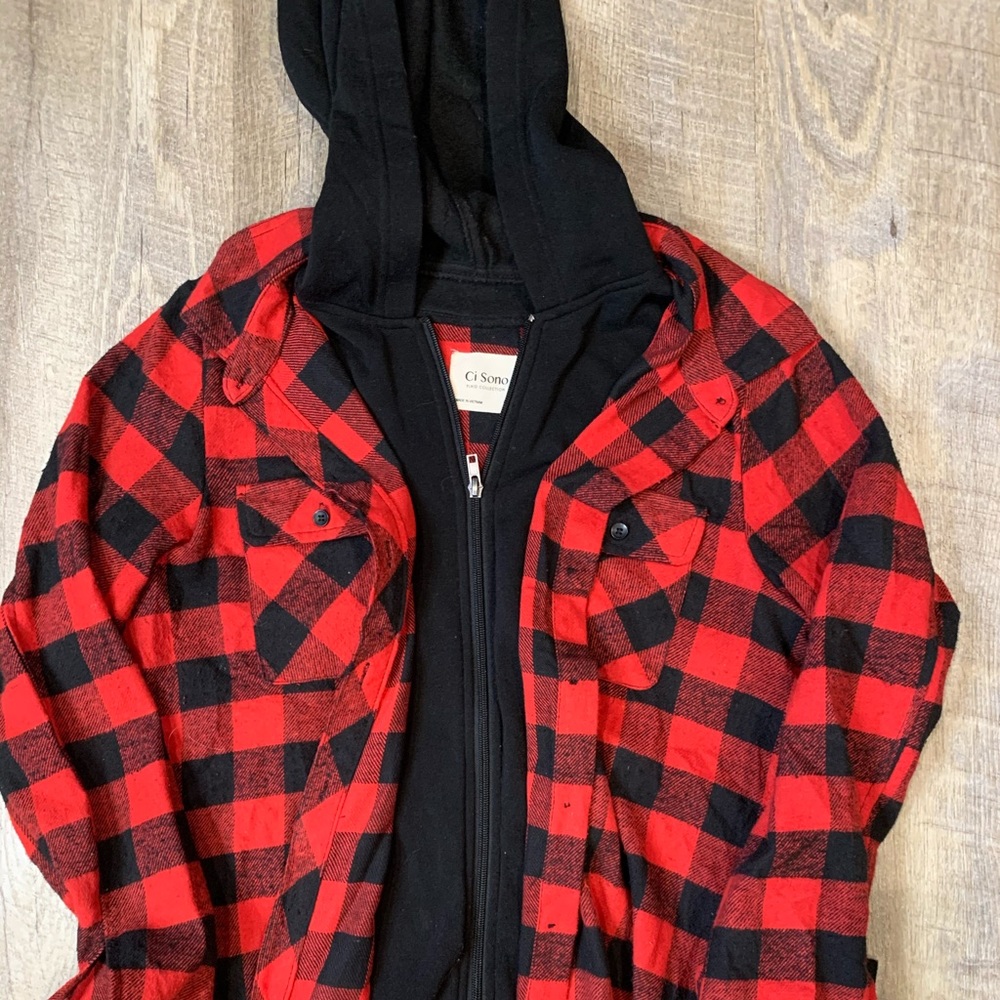 Flannel with faux jacket. Size L